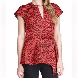 Michael Kors Crimson Leopard Print Women's Top